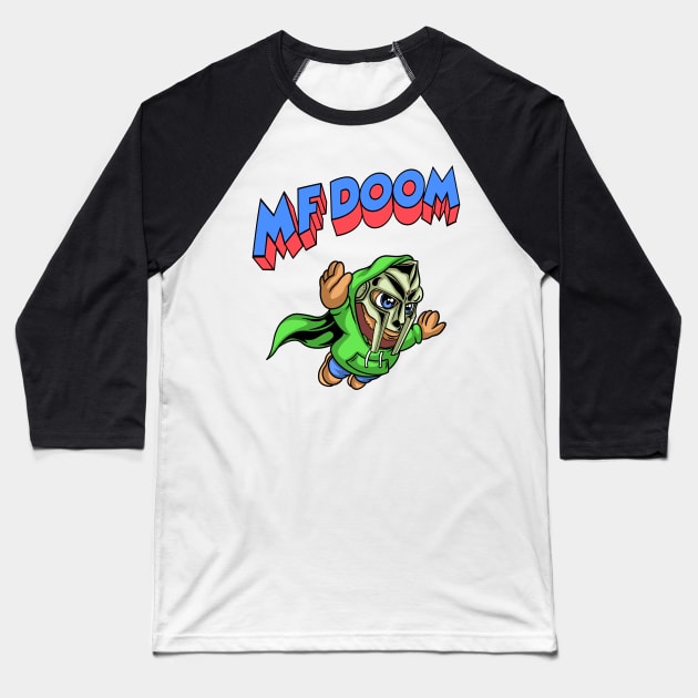 MF DOOM Comic Baseball T-Shirt by littlepdraws